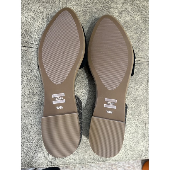 Toms Jutti D'Orsay Flats New Without Box Size 6.5 W - Black Suede With Textile - Picture 4 of 6